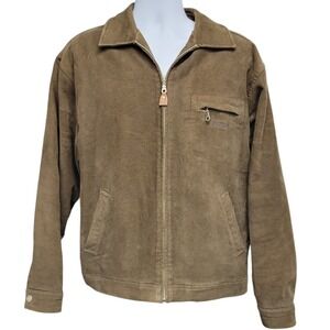 Jeep Jacket Faux Suede Men's Brown Zip Front Quilted Lined Casual Lg A388